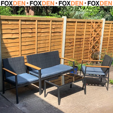 4 Seater Rattan Garden Furniture Set with Table and Chairs for Patio or Outdoor