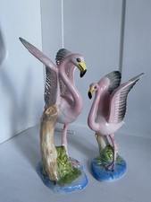 Two Vintage Pottery Flamingo