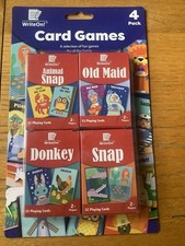 Kids Cards Games 4 Packs, Pairs Old Maid Snap Donkey Card Game for Children