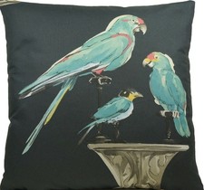 Cushion cover 16x16" Parrots printed cotton fabric Perroquet by Nina Campbell