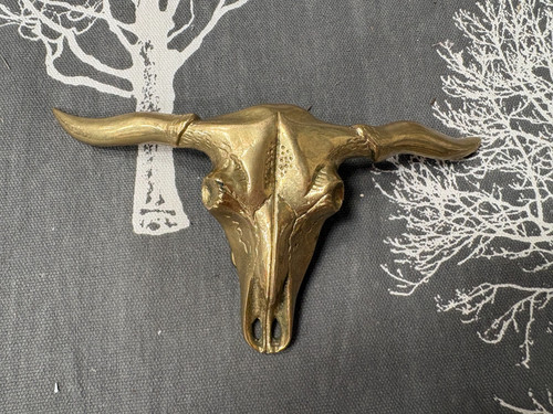 Vintage brass long horn bull - vintage,
