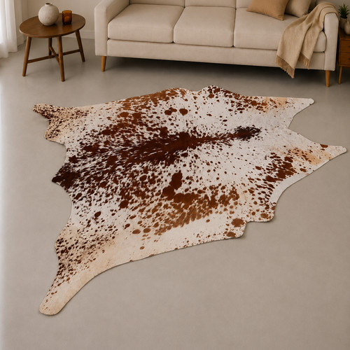 Genuine brown white cowhide - genuine,