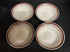 4 X Alfred Meakin Red And Gold Glo White Ironstone Dessert/soup Bowls 6 1/2”