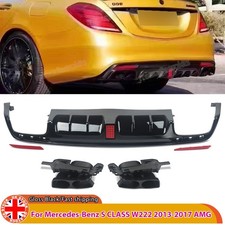 Rear Diffuser Lip W/Tailpipe For Mercedes Benz S-Class W222 2013-2017 B Style