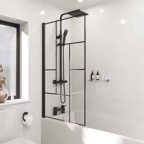 Black grid abstract bath - black,