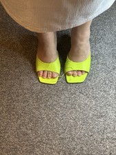 Lime High Heel Evening Mules Slip On Sandals New