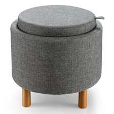 Round Storage Ottoman w/ Tray