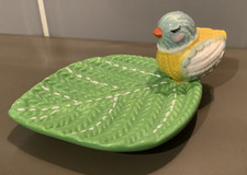 Ceramic Knitted Effect Woodlands Bird Teabag Holder / Spoon Rest Rare