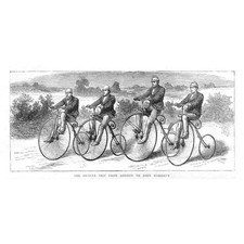The Bicycle Trip from London to John O' Groats - Antique Print 1873