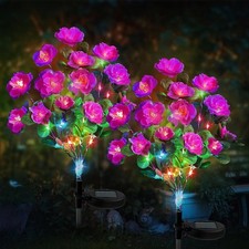 42Leds Solar Power Flower Lights Garden Stake Lamp Yard Outdoor Decor Waterproof