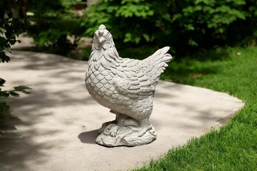 Concrete chicken statue - concrete,