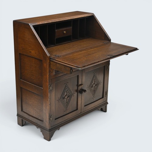 Vintage oak writing bureau - vintage,