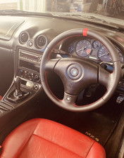 NEW LEATHER Mazda MX5 Nardi Torino 323 F 1999-2005 Steering Wheel Red 12'clock