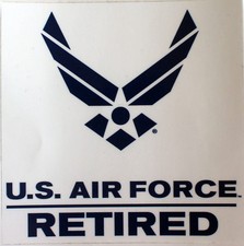 Lic. Mylar AIR FORCE WINGS / RETIRED USA MADE Logo Military Sticker 4" x 4"