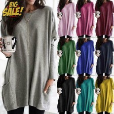 Women Long Sleeve Jersey Tunic Top Shirts Ladies Loose Pullover Blouse Plus Size