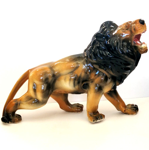 Large vintage ceramic lion - ceramic,