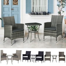 3PC Rattan Furniture Bistro Set Garden Table Chairs Patio Outdoor