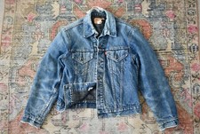 Vtg 70s Levi's Blue Denim Blanket Lined Trucker Jacket Troy Mills Made in USA 40