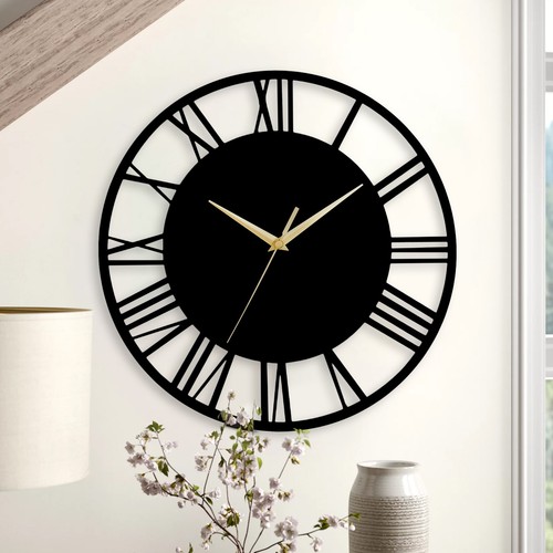 Round wall clock - clock, wooden
