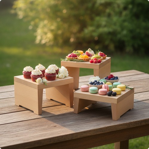 Pieces wooden food display - wooden,