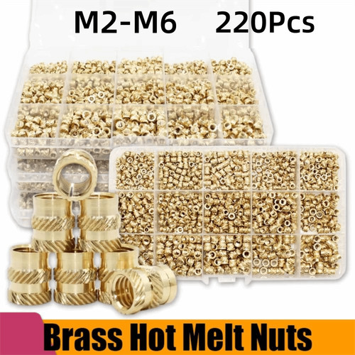 220pcs brass heat insert nuts - brass,