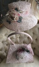 THE LONDON HAT HOUSE.FROSTED PINK HAT (Large63cms)WITH MATCHING HB (£700 NEW. )