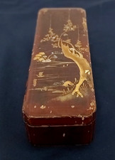 Antique / Vintage Red Lacquer Japanese Box  Fairly Good Condition 12 Inches Long