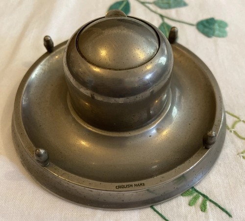 Antique pewter capstan - antique, inkwell