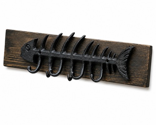 Cast iron fishbone wall hook - fishbone,