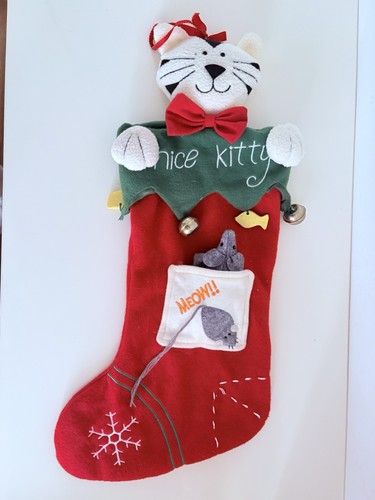 Vintage cat christmas stocking - cat,