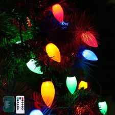 7M Remote LED Strawberry String Lights Fairy C7 Bulbs Christmas Tree Party Decor