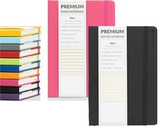 A5 Hardback Lined Notebook Ruled Dotted Notepad Notes Diary Journal Premium Book
