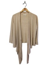 KALIKO size 10 beige cardigan linen blend lagenlook drape open front