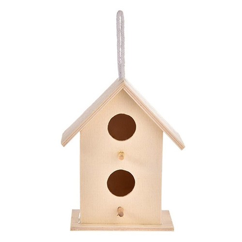 Double hole wooden bird box - double,