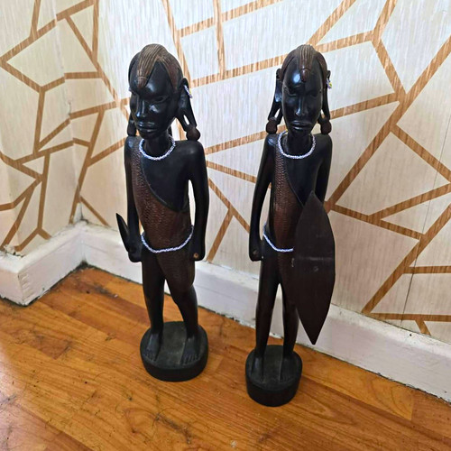 Pair black carved - pair, wooden