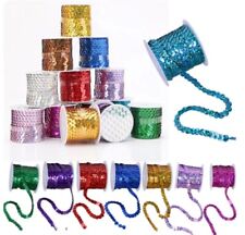 6mm Flat Sequins Strip Trim Round Sewing 2m, 5m, 10m Crafts Cloth Trimming UK