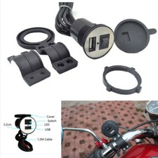 Motorcycle USB Charger Kit Waterproof Switch Socket Phone Adapter For Phone MP3