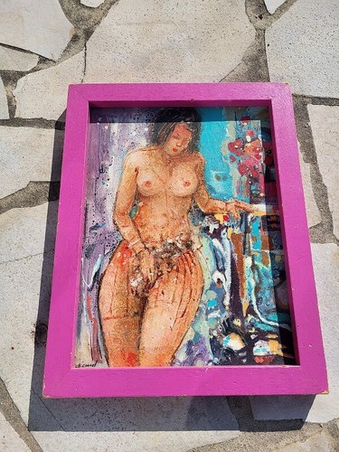 Nude woman painting signed - nude,