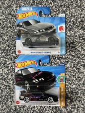 Hot Wheels 2x Nissan Skyline GT-R (BCNR33) - Grey Godzilla / Black HKS
