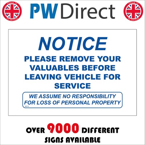 Sign remove valuables before - remove,