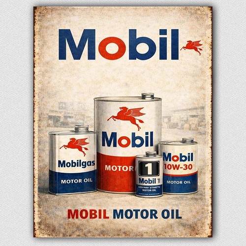 Mobil motor oil sign - mobil,