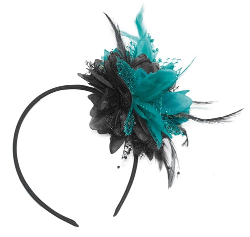 Flower feather hair fascinator - feather,