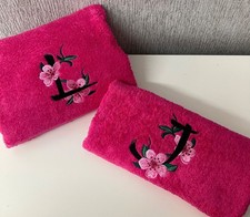 Personalised Blossom Monogram Towels, Supersoft 500 gms Hand & Bath Towels
