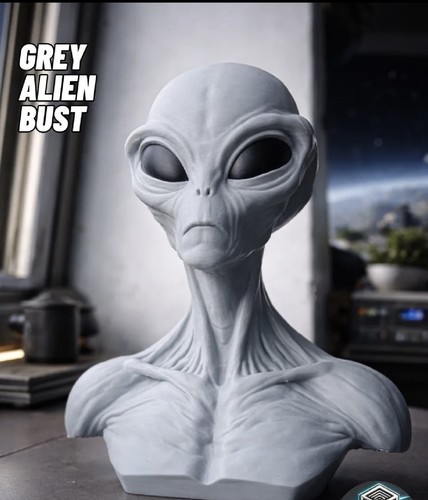Grey alien bust - grey,