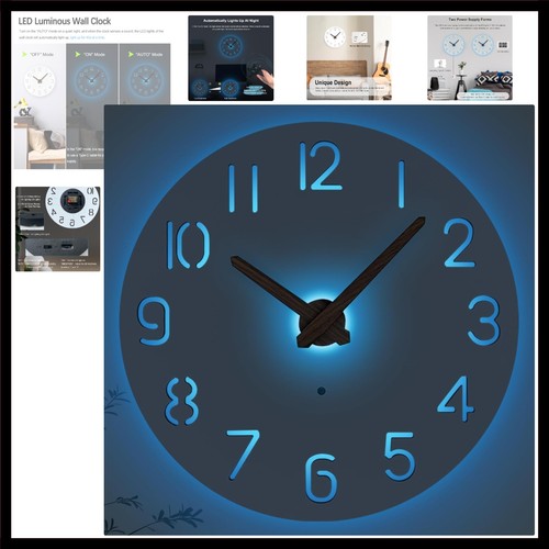 Led wooden wall clocks battery - wall,