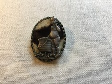 Vintage Brooch Broach Pin Africa Samba Hand Made Silver Tone Maybe Zebra Hide