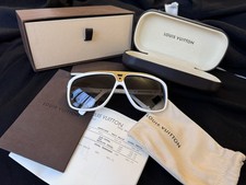 Rare Louis Vuitton Evidence Millionaire Sunglasses - White Gold  (Box & Receipt)