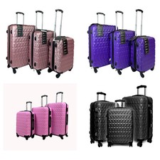 Black/Pink 4 Wheel Spinner Suitcase Hard Shell Luggage Trolley Case in 3 Sizes