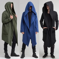 Men Solid Hoodie Long Jacket