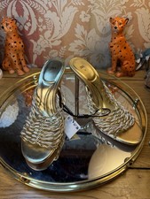 ZARA GOLD Cream Braided Mules